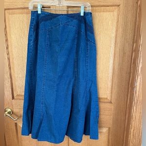 Denim Linen/ cotton, jean, boho, western full maxi skirt.